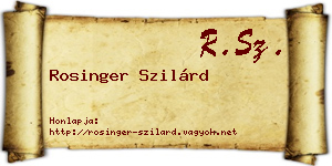 Rosinger Szilárd névjegykártya
